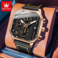 ZZOOI OLEVS New Quartz Watch for Men Chronograph Clock Waterproof Luminous Leather Strap Mens Wristwatch 42mm Dial Man Dress Watches