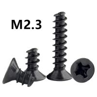 [HOT JIAZZAQQMGW 555] 1000ชิ้น M2.3x8/10มิลลิเมตร KB สีดำ304สแตนเลสข้าม Countersunk หัวแบนหางตนเองแตะสกรู