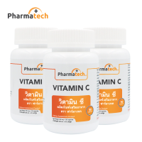 Vitamin C x 3 ขวด วิตามินซี ฟาร์มาเทค สารสำคัญ แอสคอร์บิก แอซิด 60 มก. Pharmatech Active Ingredient : Ascorbic Acid 60 mg. per Capsule