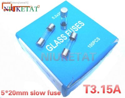 ❍❉卍 100pcs/box 5x20mm 3.15A 250V slow fuse 5x20 T3.15A 3150mA 250V Glass Fuse 5mmx20mm New and original