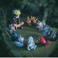 ZZOOI A Set Naruto Uzumaki Action Figure Mini Q Version Doll Naruto And Tail Beast Modal Anime Figurine Pvc Ornaments Decoration Toys