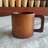 แก้วไม้ ขอบมน (Wooden Mug) ทำจากไม้จามจุรี กว้าง3xสูง3 นิ้ว (inches) แก้วมัค แก้วมีหูจับ แก้วมัคไม้ สไตส์ มินิมอล