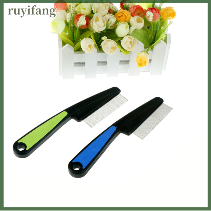 ruyifang-pet-dog-comb-กำจัดเห็บหมัดเหาสแตนเลสหวีสุนัขขนแมวเครื่องมือแต่งตัว