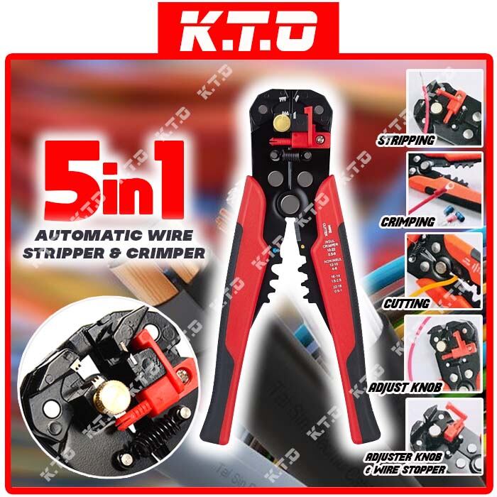 5 IN 1 MULTI-PURPOSE AUTOMATIC WIRE STRIPPER CRIMPER TERMINAL CABLE WIRE CUTTER SELF ADJUSTING ELECTRICAL TOOL / PEMOTONG WAYAR