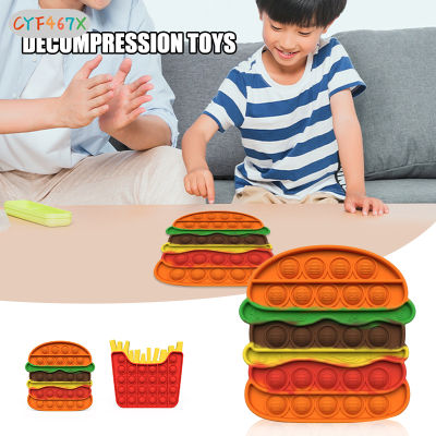 CYF Pop Bubble Fidget Sensory Toy Push Fidget Toy for Kids Silicone Stress Relief Toys with Hamburger/French Fries Shape