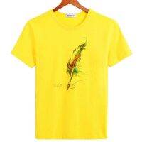 ?เสื้อยืดลายสตรีทแวร์สีสันสดใสเสื้อยืด Feather 2023ลายขนนกเสื้อยืดโอเวอร์ไซส์ผู้ชายเสื้อยืดฮาราจูกุสำหรับผู้ชาย