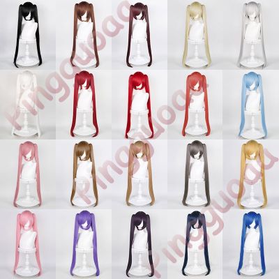 Manmei 90cm Long Straight Universal Double Ponytails Wigs Modeling Practice Hand Hair Unisex Cosplay Wig Heat Resistant Synthetic Wigs cd