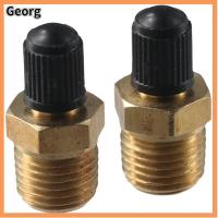 GEORG 2PCS ทองเหลืองเบิ้ล วาล์วเติมลม NPT 1/4" วาล์ว Schrader ถังเติมน้ำ วาล์วชุบนิกเกิล ดีไอวาย เครื่องอัดอากาศ วาล์วถัง1/4" รถสำหรับรถ