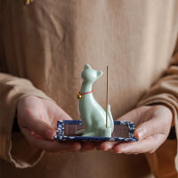 Creative Kitten Ceramic Animal Incense Stove Cute Cat Tea Living Room Tea Figurine Crafts Stick Incense Holder Decoration