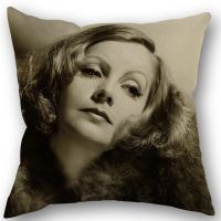 （ALL IN STOCK XZX）Greta Garbo Pillow Case Cotton Linen Zipper Square Decoration Outdoor Pillow Case, Office, Cushion 45X45cm Side   (Double sided printing with free customization of patterns)