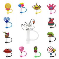 1PCS PVC Straw topper Plants balloons cartoon straw charms Drinking Dust Cap Splash Proof Plugs Cover Suit For 7mm 8mm Straw