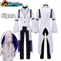 Bungou สุนัขจรจัด Sigma คอสเพลย์สีขาวเครื่องแต่งกายไม่สมมาตรแจ็คเก็ตเสื้อเสื้อกางเกงผูกฮาโลวีนปาร์ตี้ชุดผู้หญิงผู้ชาย