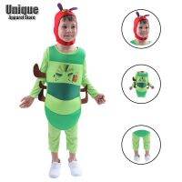 Kids Lovely Hungry Caterpillar Fancy Dress Halloween Costume Boys Girls Carnival Performance Insect Role Play Jumpsuits