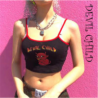 Fashion 2020 Trend Women Halloween Devil Print Crop Vest Top Casual Summer Stylish Ladies Clubwear Camisole Tank Sun-Tops