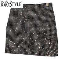 ใหม่ Rhinestone Hot Diamond Shining Nightclub คนดัง Slim Wrap สะโพกกระโปรง H กระโปรงสั้น