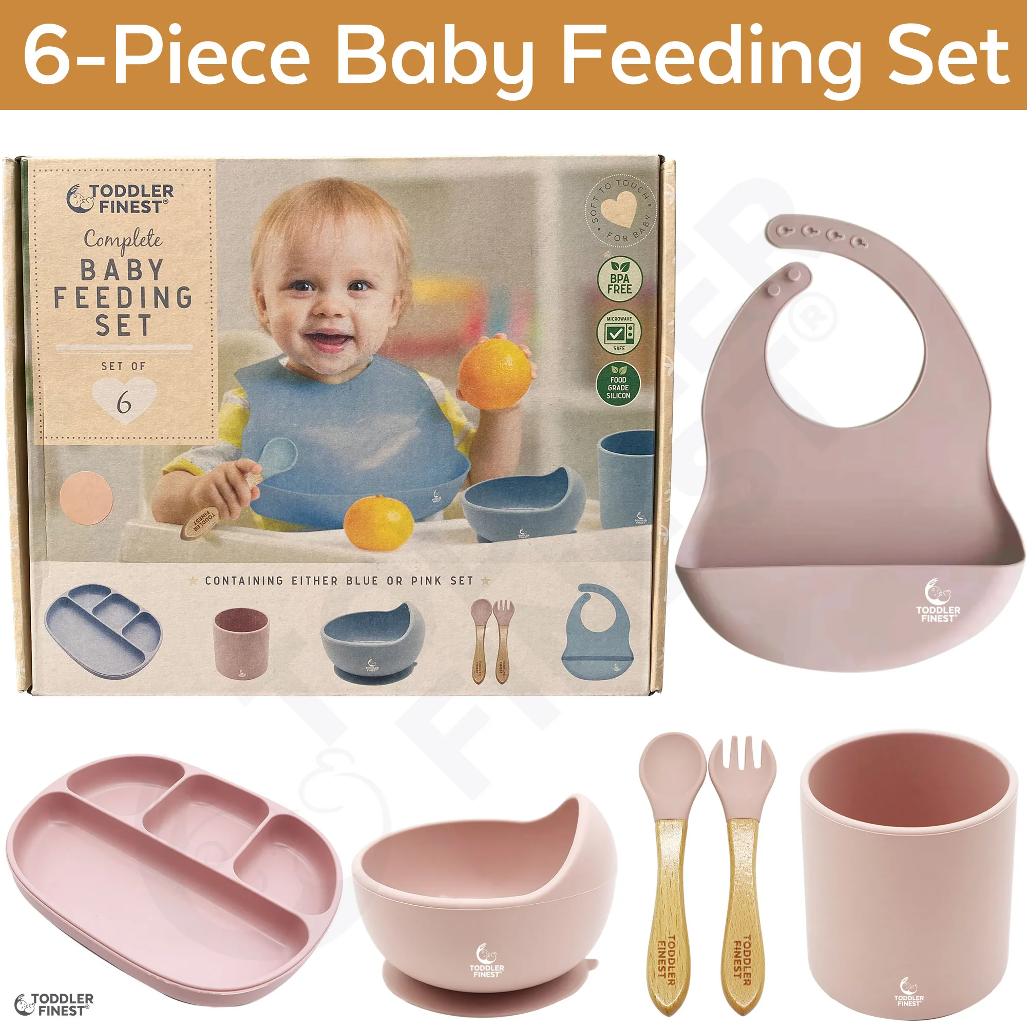 BrushinBella Baby Feeding Supplies - Complete Baby Feeding Set with Baby  Plate, Baby Spoons First Stage, Silicone Bib and Snack Cup - Infant Eating