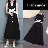 Dress เดรสแขนกุด ติดกระดุมหน้า