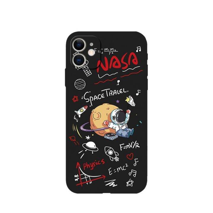 เคสโทรศัพท์มือถือแบบนิ่ม-ลายนักบินอวกาศ-nasa-สีดํา-เคสไอโฟน-สําหรับ-iphone-12-14-xr-xs-6s-7-8-x-13-mini-se2020-เคสโทรศัพท์