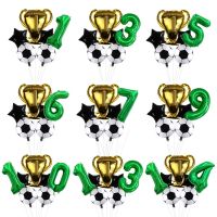 Digit Number Helium Foil Globos Football Balloons Trophy Ball Soccer Childrens Boy Birthday Party Decorations Kids