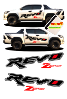 Sticker สติกเกอร์ติดข้างประตู TOYOTA REVO สำหรับรถ 4 ประตู สติกเกอร์สีเทาและสีดำด้าน ติดตั้ง 2 ข้าง ซ้าย-ขวา แถมฟรี ที่รีดสติกเกอร์