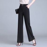 Spot parcel post Womens Wide-Leg Pants Spring and Autumn New High Waist Slimming Draping Effect Straight Loose Large Size Western Style Womens Ankle-Length Pants