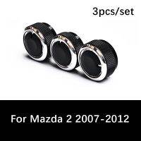 3ชิ้น/เซ็ตสำหรับ Mazda 2 Car Ac ลูกบิดอะลูมินัมอัลลอยลูกบิดเครื่องปรับอากาศควบคุมความร้อนปุ่มสวิตช์กระจกรถอุปกรณ์ตกแต่งรถยนต์ Ac