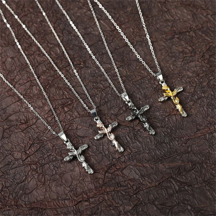 jdy6h-4-colors-natural-flower-plant-cross-pendant-chain-necklace-jewelry-gift-for-women