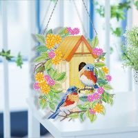 DIY Diamond Painting Wreath Birds and Flowers Special Shaped Drill Diamond Embroidery Mosaic Art Crafts Home Wall Door Decor