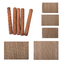 1PCS Pottery Tools Wooden Hand Pressure Roller Sculpture Wood Grain Pattern Relief Stick Mud Roller Clay Polymer Mold