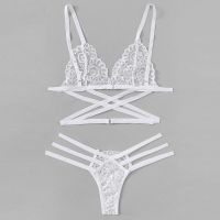 ZZOOI Lenceria Sexy Lingerie Bra Set Women Green Sexy Lace Sling Bra Thong Set Bandage Underwear Sleepwear Acrylic Hfshy Solid