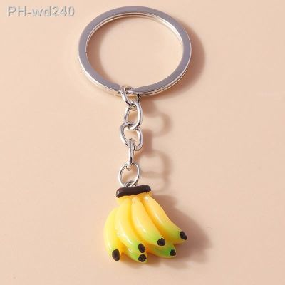 Cute Keychains Resin Fruit Banana Charms Keyrings Souvenir Gifts for Women Men Car Key Handbag Pendants Key Chains Accessories