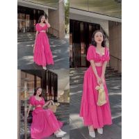 COD SDFGERTYTRRT Beach maxi Set With Puffy Hands Wearing 2 Styles HAKIEU (Available In 4 Colors)