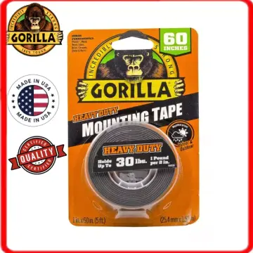 Gorilla Heavy Duty Double Sided Mounting Tape, 1 x 60/120 inches, Black  Industrial Strength