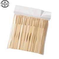 100Pcs Bamboo Disposable Wooden Fruit Fork Dessert Cocktail Set Party Home Household Decor Tableware Supplies Cupcake Toothpick