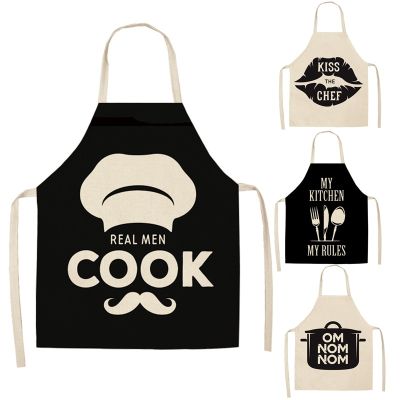 Black and white geometric linen alphabet apron womens baking accessories apron kitchen cafe apron mens kitchen apron 65x55cm Aprons