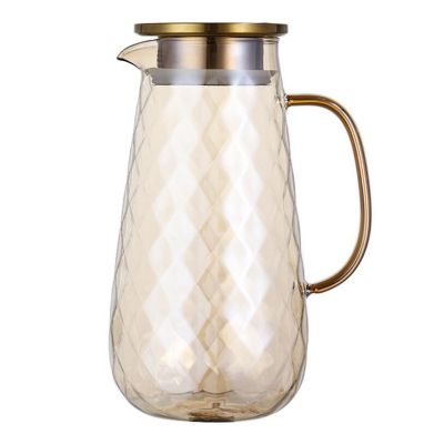 54Oz Glass Pitcher with Lid Iced Tea Pitcher Water Jug Hot Cold Water Ice Tea Wine Coffee Milk and Juice Beverage Carafe