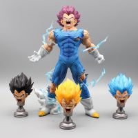 Majin Vegeta ของเล่นสำหรับเด็ก,ตุ๊กตาขยับแขนขาได้ของเล่น4หัวพร้อมไฟ LED อะนิเมะอัลตร้ารูปปั้น27ซม. แบบจำลองพระเยซูพีวีซีของขวัญ