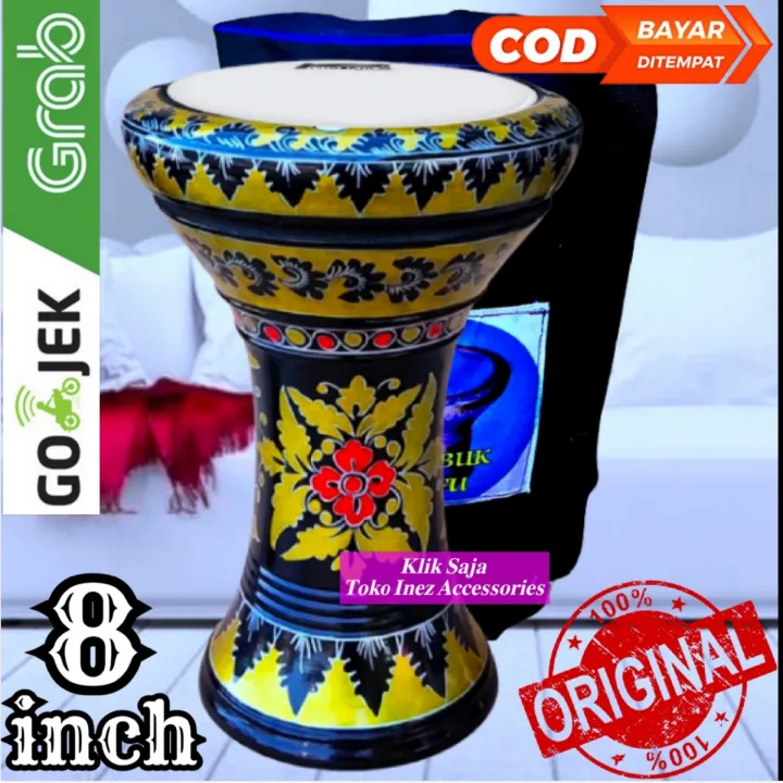 Gendang Atau Darbuka Kayu 8 inch Hitam Gold Rolling Putih Lazada
