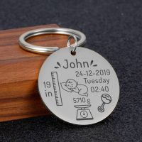 New Born Baby State Keychain Personalized Gift for New First Father Mother Day Gift Baby Name Date Weight Time Height Key Rings Key Chains