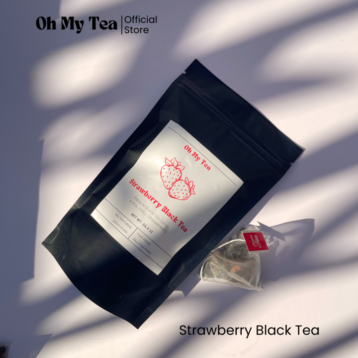 OhMyTea Strawberry Black Tea /Premium Ceylon Black Tea & Dried