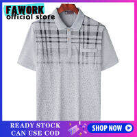 FAWORK เสื้อโปโลแขนสั้นลายเสื้อในช่วงฤดูร้อนผู้สูงอายุในส่วนบางคุณปู่ชายวัยกลางคนฤดูร้อนสวมเสื้อโปโล