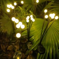 geegostudio 2pcs Solar Garden Lights With 6 LED Heads, Firefly Floor Lights, Outdoor Waterproof Led Lights, Garden Decor