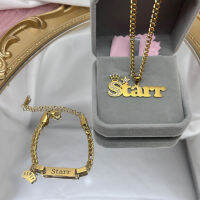 Hotcustomized Nameplate ชุด Custom Baby ชื่อสร้อยคอ Zircon สแตนเลส Cuban Chian BIG Crown Star Charm สร้อยข้อมือสำหรับเด็ก