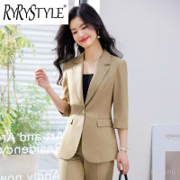 RYRYSTYLE 2023ใหม่กางเกงสูทมืออาชีพแขนยาวปานกลางสำหรับผู้หญิงเสื้อสูท23931สำหรับสัมภาษณ์