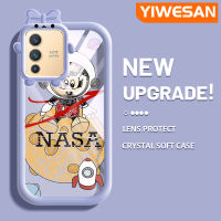 YIWESAN เคสสำหรับ VIVO V23 5G S12 5G V23i 5G เคสการ์ตูน Nasa Mickey Astronaut ความคิดสร้างสรรค์น่ารักป้องกันเลนส์กล้องปิศาจน้อยเคสโทรศัพท์โปร่งใสกันกระแทกแบบใสซิลิโคนนิ่ม