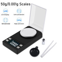 Electronic Scales 50g0.001g LCD Digital Scale Jewelry Medicinal Herbs Portable Lab Weight Milligram Scale with Blue Backlight