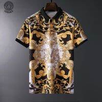 1.29 hot sale versace printed polo lapel short-sleeved polo shirt versace tops tshirt boy cloth wear cotton t-shirt