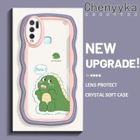 เคส Chenyyyka สำหรับ VIVO Y30 Y50 Y30i การ์ตูนไดโนเสาร์น่ารักดีไซน์ใหม่ครีมคลื่นขอบลอนกันกระแทกแบบใสเคสมือถือโปร่งใสลายกล้องถ่ายรูปง่ายอ่อนโยนฝาครอบป้องกัน