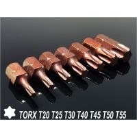 7ชิ้นเซ็ตแม่เหล็ก6จุด30มม. สลักไขควงไขควง Torx ก้านหกเหลี่ยม10มม. ดอกสว่านไขควง T20/T25/T30/T40/T45/T50/T55เหล็ก S2