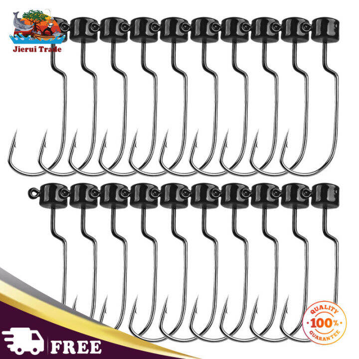 ตะขอหัวตะกั่วเหยื่อล่อ20ชิ้น-อุปกรณ์ตกปลาหนอนอ่อนช่องว่างกว้างที่แหลมคมเสริมสำหรับน้ำจืดน้ำเค็ม